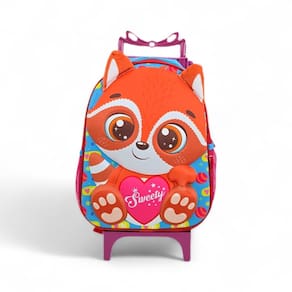 Mochila media escolar passeio rodinha bichinho animais zoo
