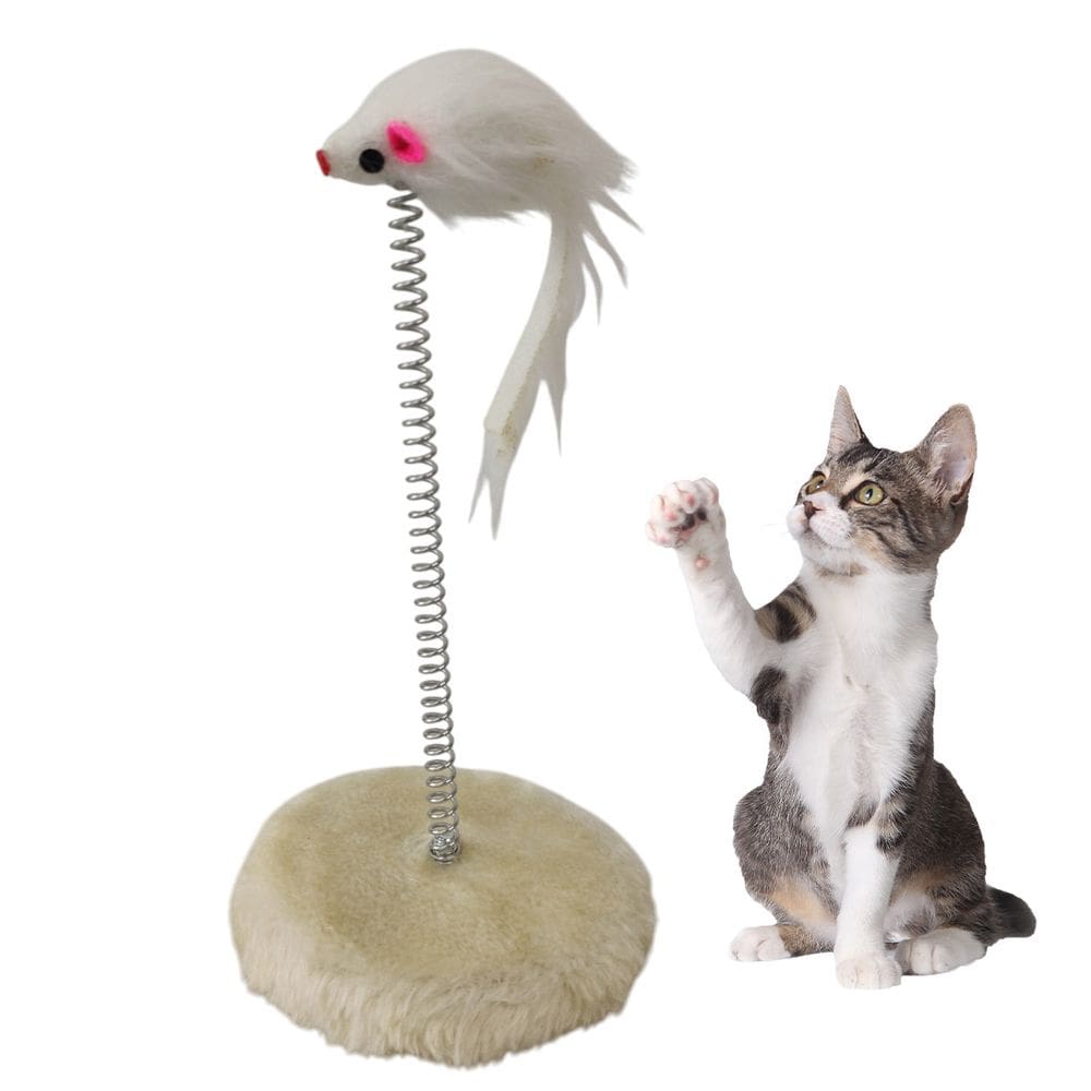 Arranhador Gato Pet Ratinho Guizo Mola Felino Brinquedo Interativo Lazer Entretenimento Diversao Pelucia Animal de Estimaçao