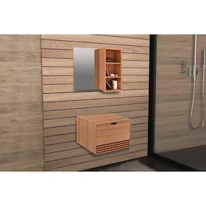 Armário c/ Balcão Banheiro Suspenso BN3613 s/ Cuba 60cm e Espelho BN3609 Amêndoa - Tecno Mobili