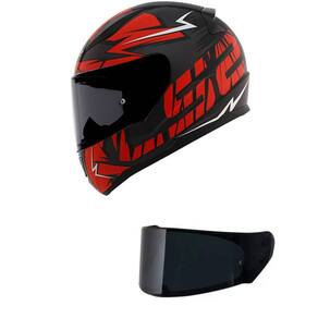 Capacete LS2 FF353 Rapid Cromo Preto e Vermelho Mais Viseira Fumê