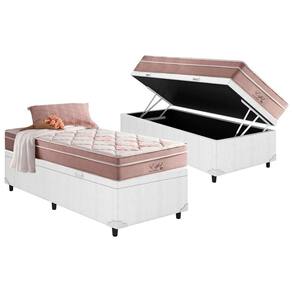 Cama Box Baú Solteiro: Colchão Molas Ensacadas D Angelis Anjos Eiffel Superlastic + Base CRC Courano White (88x188)
