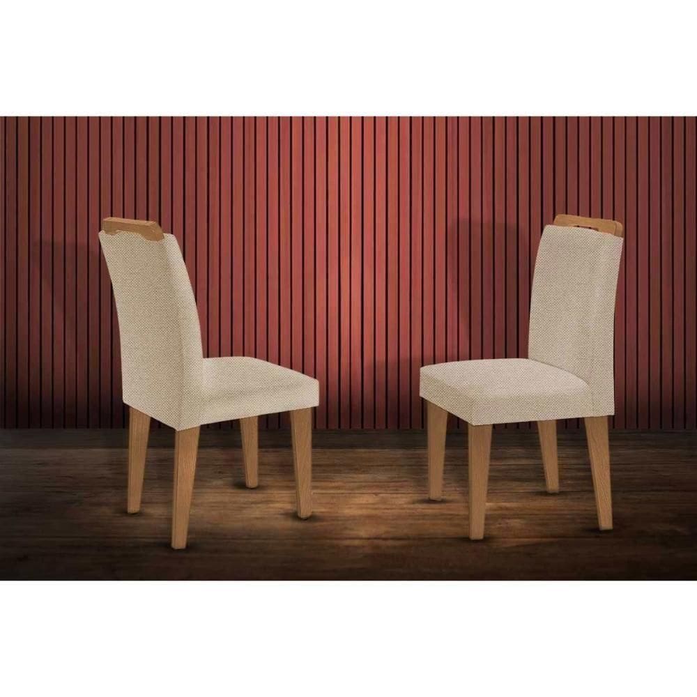 Kit 2 Cadeiras Sala Jantar Athenas 2 Un Madeira Capuccino-linho Bege Turim - Rufato