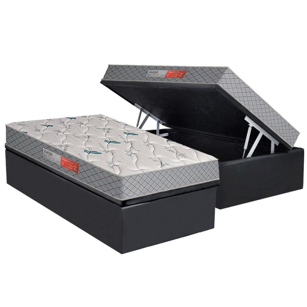 Conjunto Box Baú Solteiro: Colchão Espuma Plumatex D26 Falcon Firme + Base CRC Suede Gray (88x188)