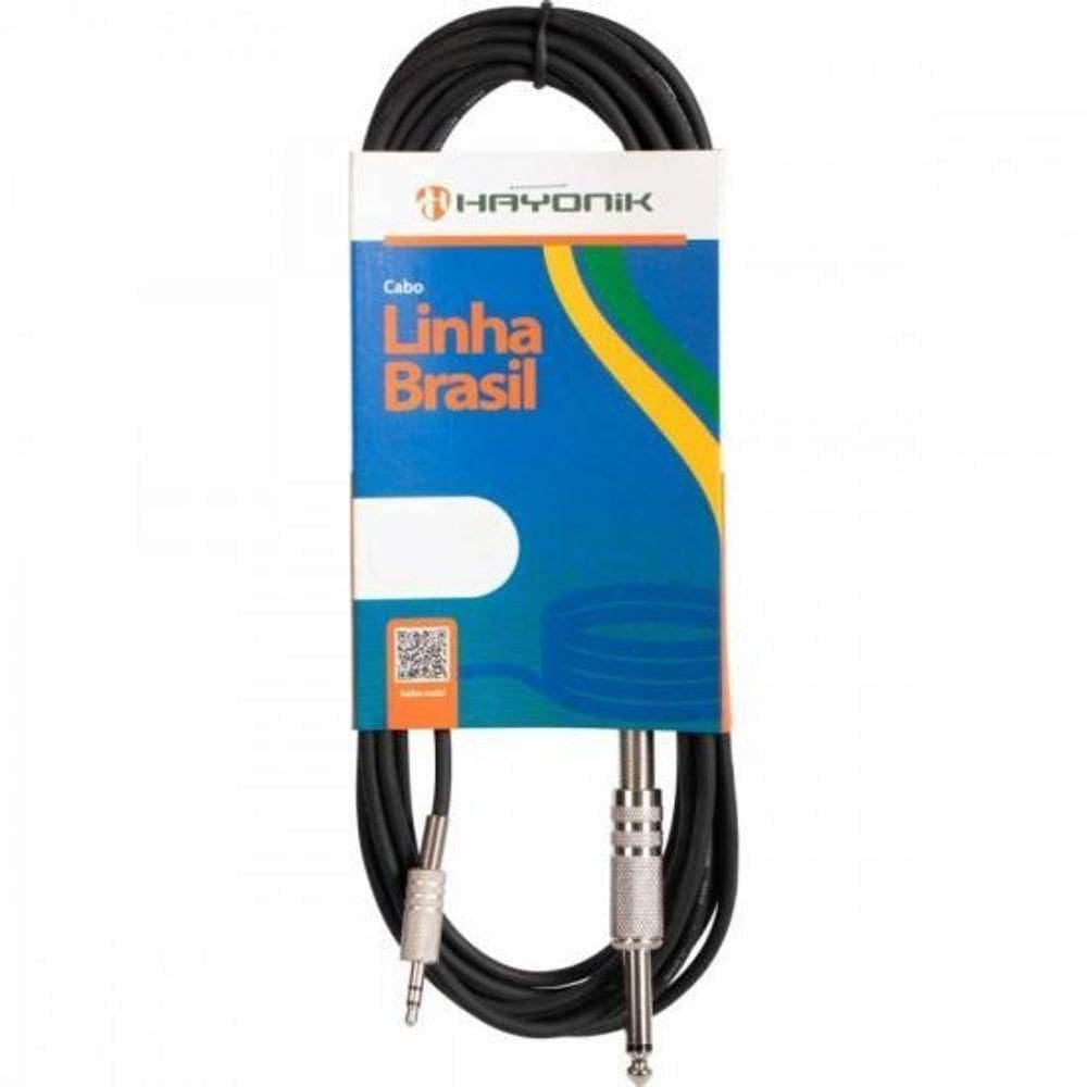 Cabo De áudio Linha Brasil P2 Estéreo X 1 P10 Mono 1,8m Preto Hayonik [f003]