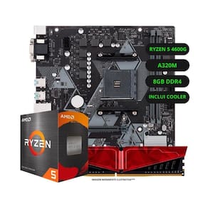 Kit Upgrade AMD Ryzen 5 4600G Vega 7 Placa Mãe A520 Memória RAM 16GB DDR4