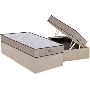 Cama Box Baú Solteiro: Colchão Espuma D33 Orthoflex Milão + Base CRC Suede Clean (88x188)