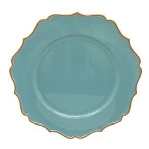 Sousplat Em Polipropileno 33cm Rafimex Azul E Dourado