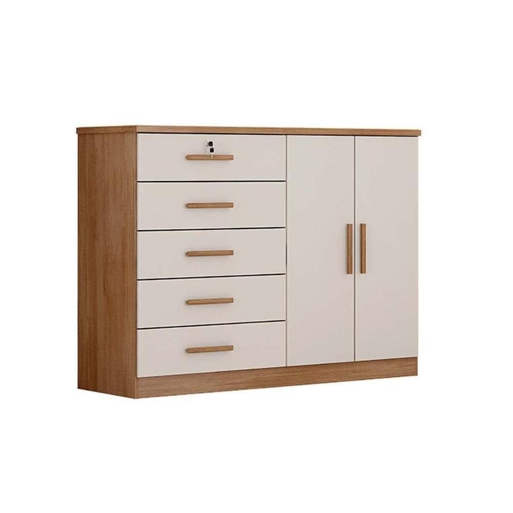 Cômoda Juvenil Space C/ 2 Portas E 5 Gavetas Cumaru/fendi - Horizonte