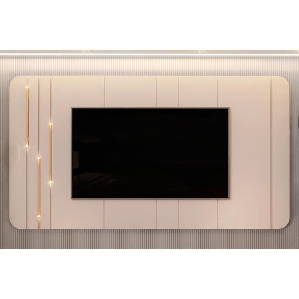 Painel Home Para Tv Até 75 Polegadas Celine 100% Mdf Com Led 241x132cm Off White - Dj Móveis