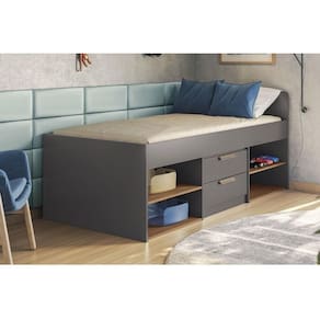 Cama Multifuncional Juvenil New Conect C- 2 Gavetas Grafite-jatobá - Santos Andirá