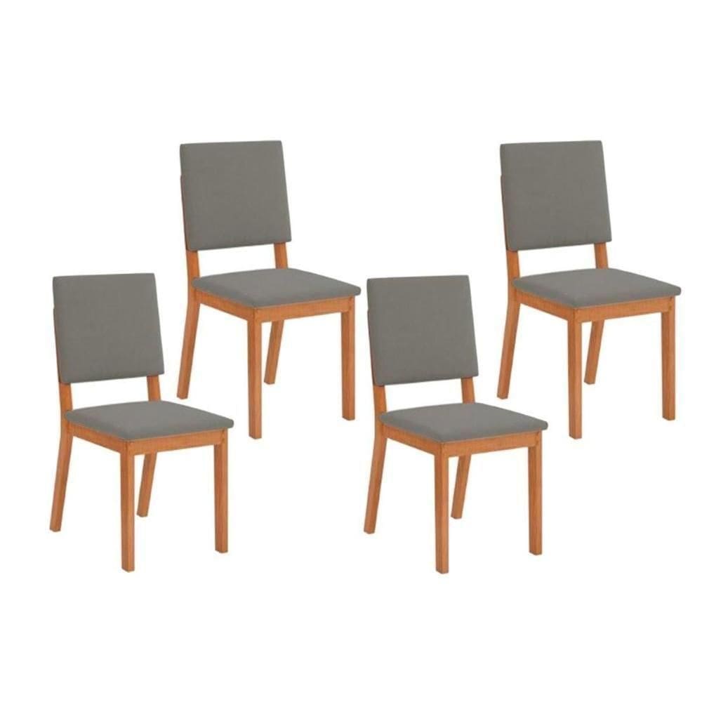 Cadeira Sala De Jantar Talia Kit 4 Un Cedro-suede Lunar - Dj Móveis