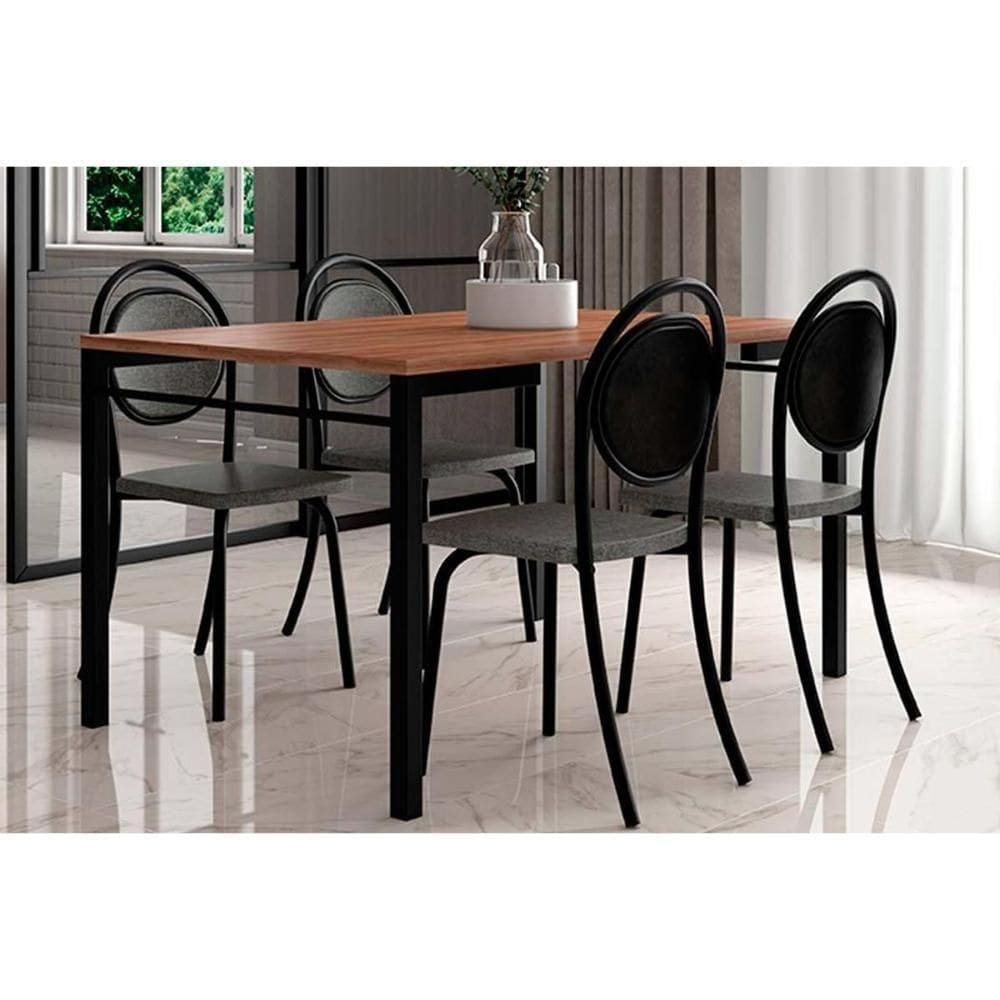 Cadeira Sala De Jantar 1738 Kit 6 Uni Preto- Courano Preto - Carraro