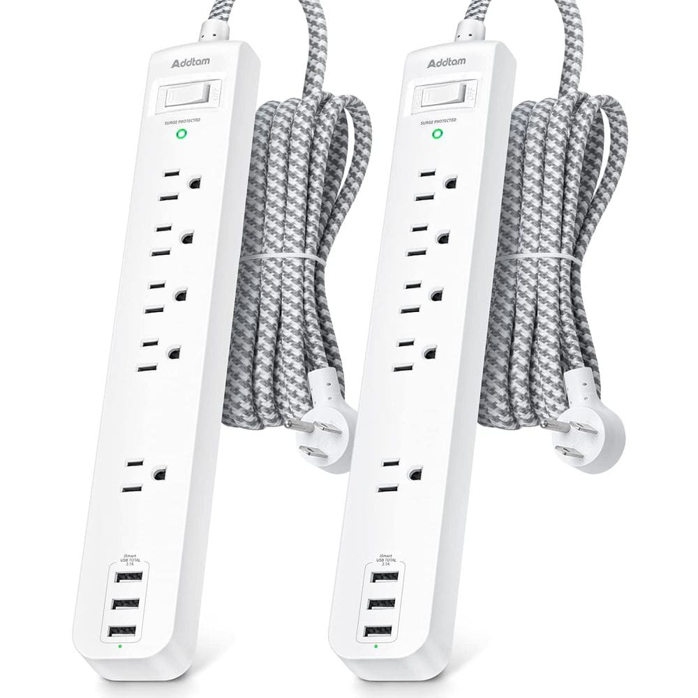 Protetor de sobretensão Power Strip Addtam 5 tomadas 3 USB 1875W
