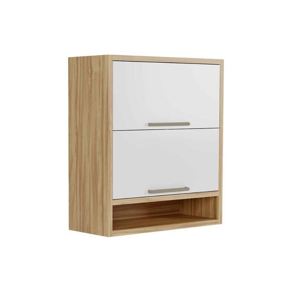 Armário Aéreo Cozinha Modulado Syrah Nicho Com 2 Portas Basculante 80cm Amendoa-branco - Ronipa