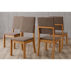 Kit 4 Cadeiras Sala Jantar Milla 4 Un Nature-suede Marrom Amendoa - Henn