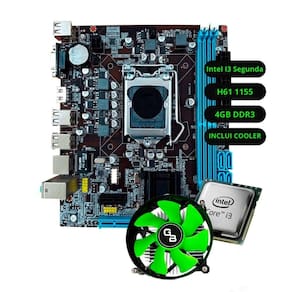 Kit Upgrade Intel i3 Segunda Placa Mãe H61 RAM 4GB DDR3