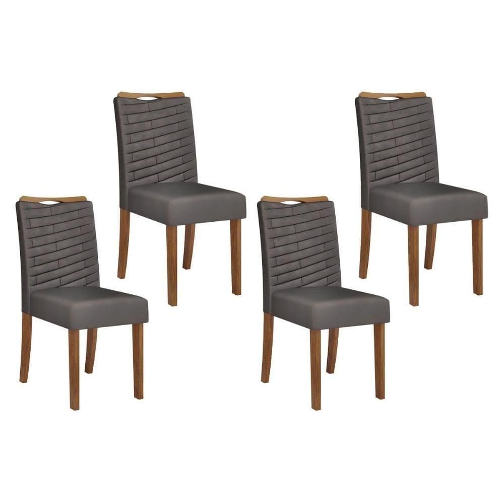 Cadeira Sala De Jantar Julia Kit 4 Un Freijó-suede Lunar - Dj Móveis