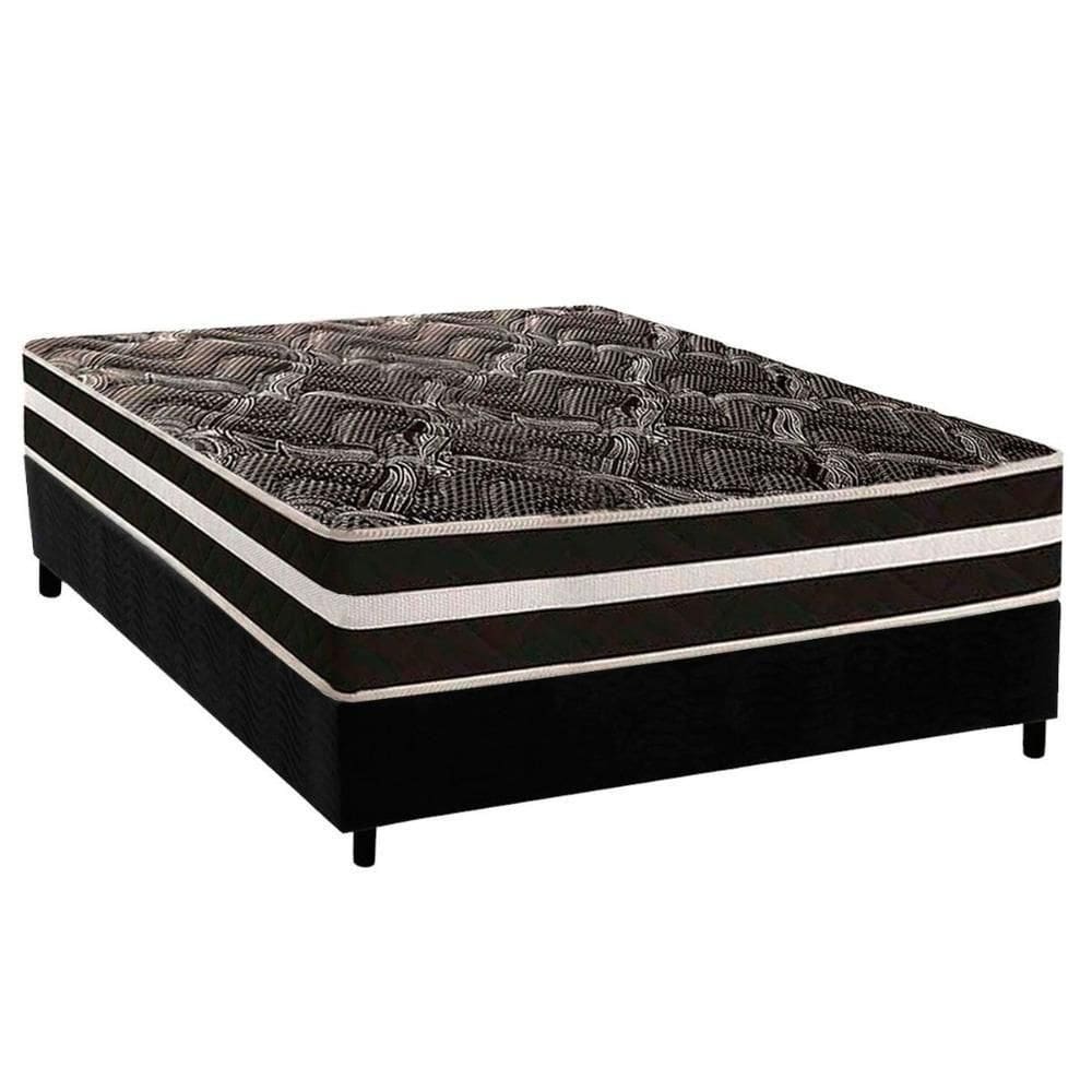 Conjunto Box Casal Colchão Anatômico Paropas D28 Master Ag80 Black Double Face 25 + Base Crc Suede Black (138x188)