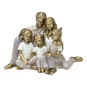 Escultura Familia Decorativa Casal Com Filhos
