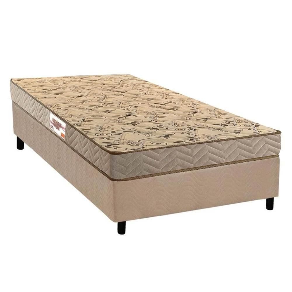 Conjunto Box Solteiro Colchão Espuma Paropas Compact Ag 65 D28 Royalle Clean + Base Crc Suede Clean (88x188)