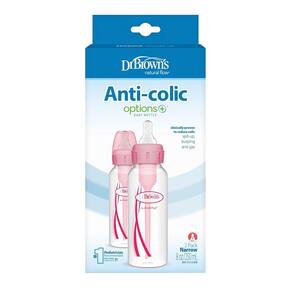 Frasco Dr. Brown`s Pink 240 ml (pacote com 2) para recém-nascidos