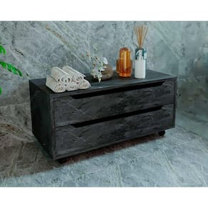 Balcão p/ Banheiro c/ Rodizio BN3643 s/ Cuba c/ 2 Gavetas 80cm Mármore Lunar - Tecno Mobili
