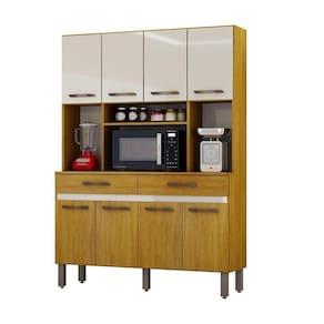Armário De Cozinha New Ventura 8pts E 2 Gavetas Mobilihouse Cinamomo/off White