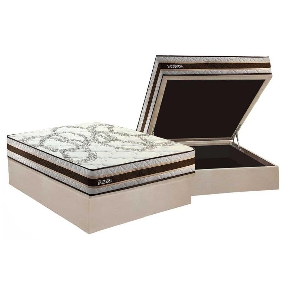 Conjunto Box Baú Casal: Colchão Molas Paropas D45 Resiste Hotel DouFace + Base CRC Suede Clean (138x188)