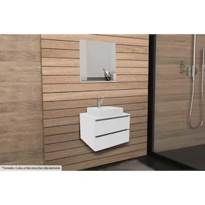 Armário c/ Balcão Banheiro Suspenso BN3607 s/ Cuba 60cm e Espelho BN3610 Branco - Tecno Mobili