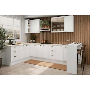 Kit de Cozinha Completa 9 Peças Bella (2Aéreos+4Balcões+1Ilha+2Complementos)C9P48 Branco - Carraro