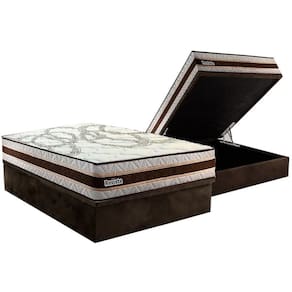 Conjunto Box Baú Casal: Colchão Molas Paropas Resiste Double Face AG D45 + Base CRC Suede Brown (138x188)