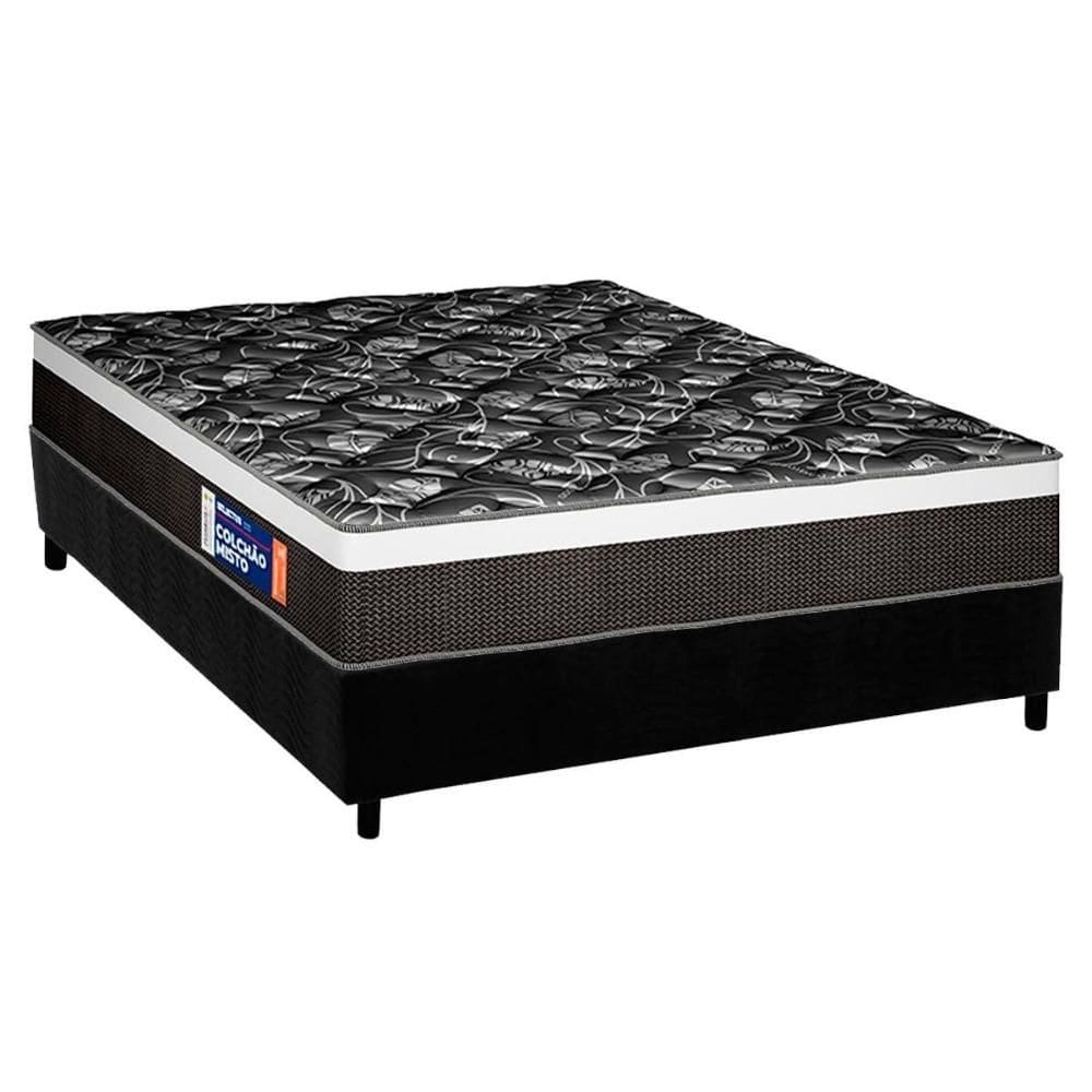 Conjunto Box Casal: Colchão Espuma Plumatex D33 Selectus + Base CRC Suede Black (138x188)