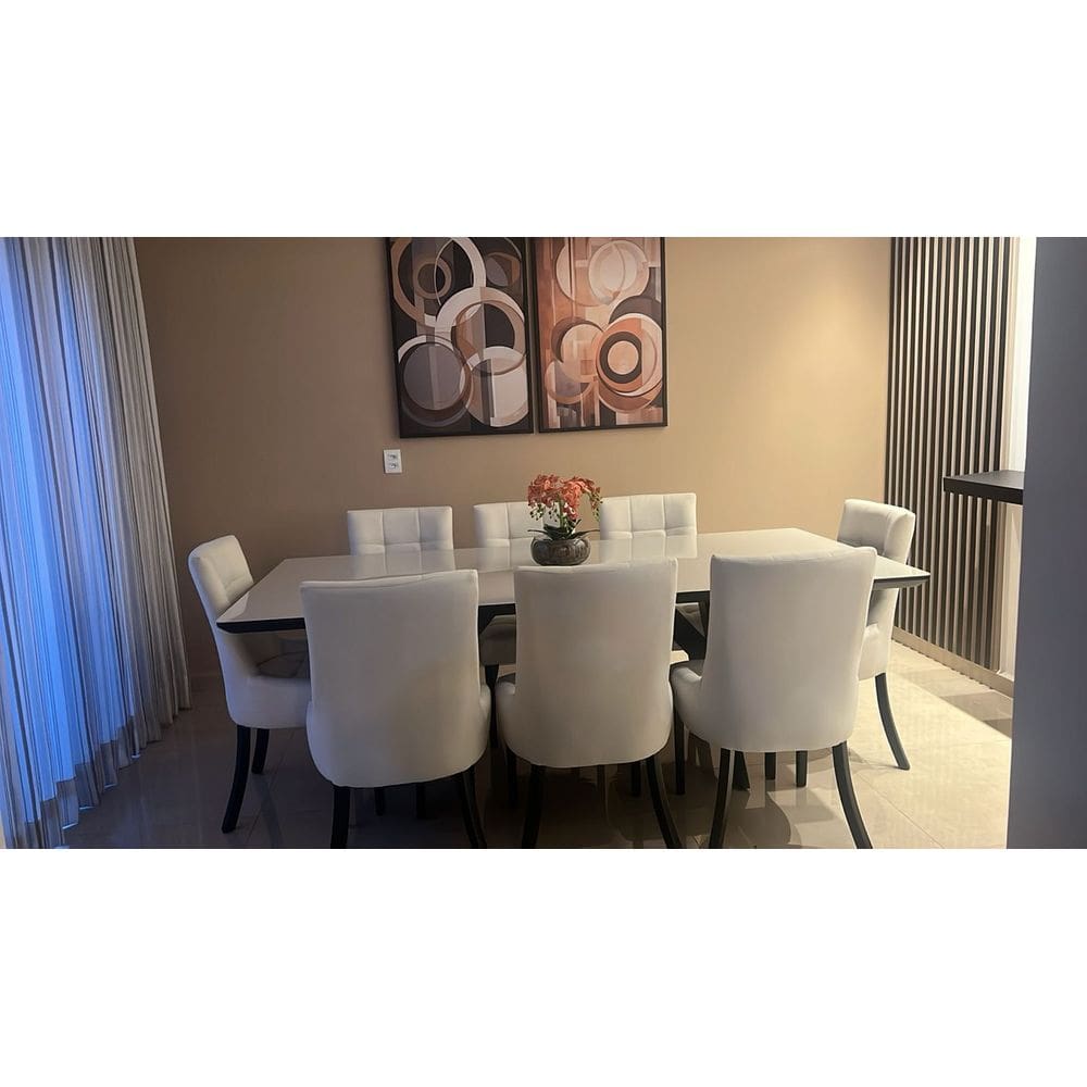 Sala de Jantar Completa com 8 cadeiras 2,0x1,0m - Celine/Royal - Requinte Salas