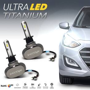 Par Lâmpadas H1 Farol Baixo Tigra Ultra Led Titanium 10000 Lumens Forte Branco Efeito Xenon Inmetro
