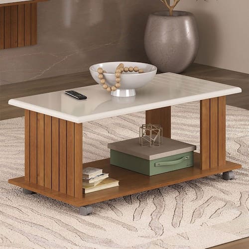 imagem-Mesa de Centro Mila Frisada Cinamomo/Off White - Artely - Bege