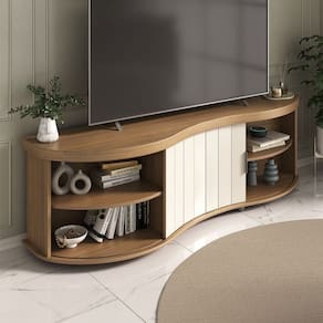 Rack para TV Até 75` Magnum 1 Porta Ripada Carvalho/Off White/Menta - Artely