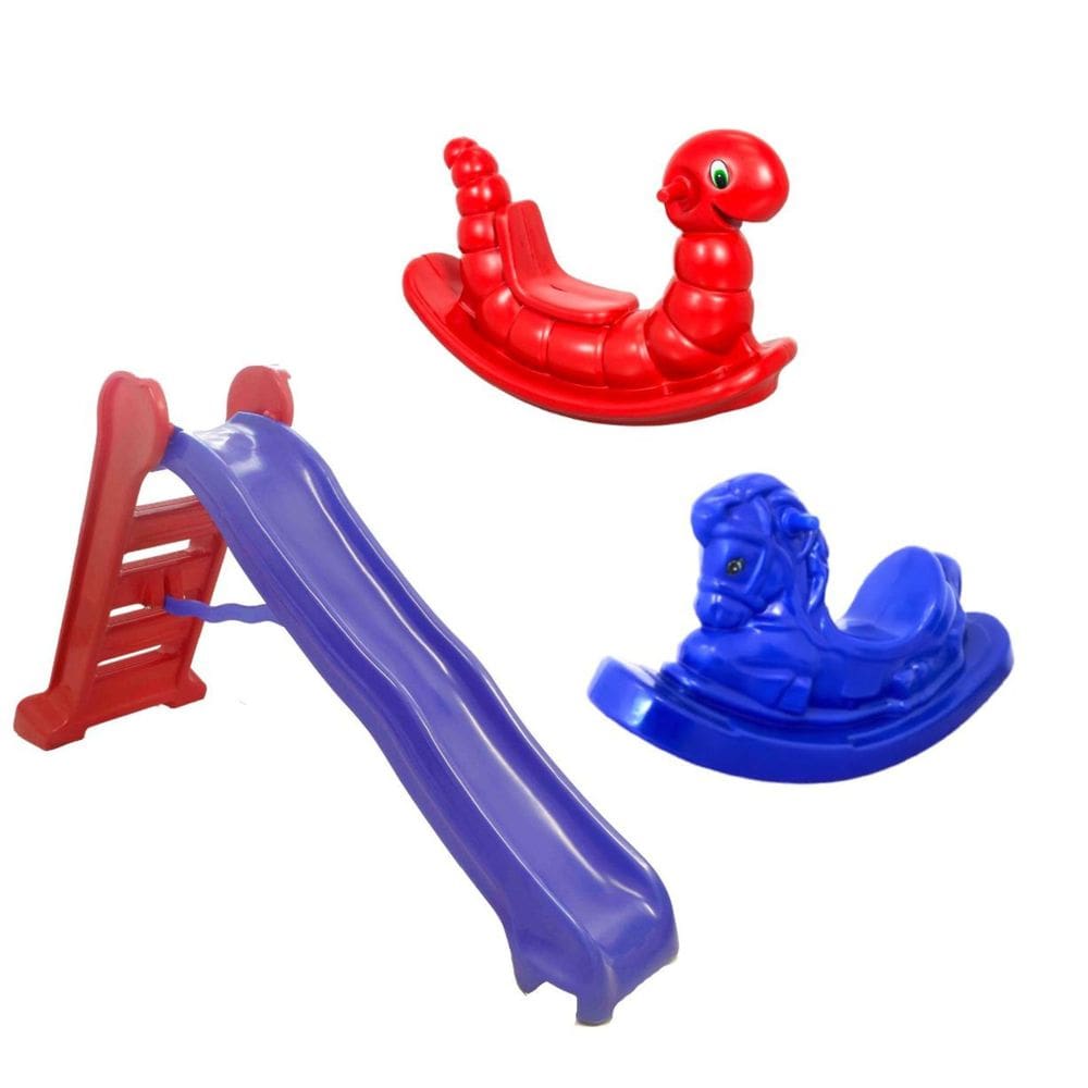 Playground Infantil Completo: Escorregador Grande, Nhoca e Cavalo para Crianças