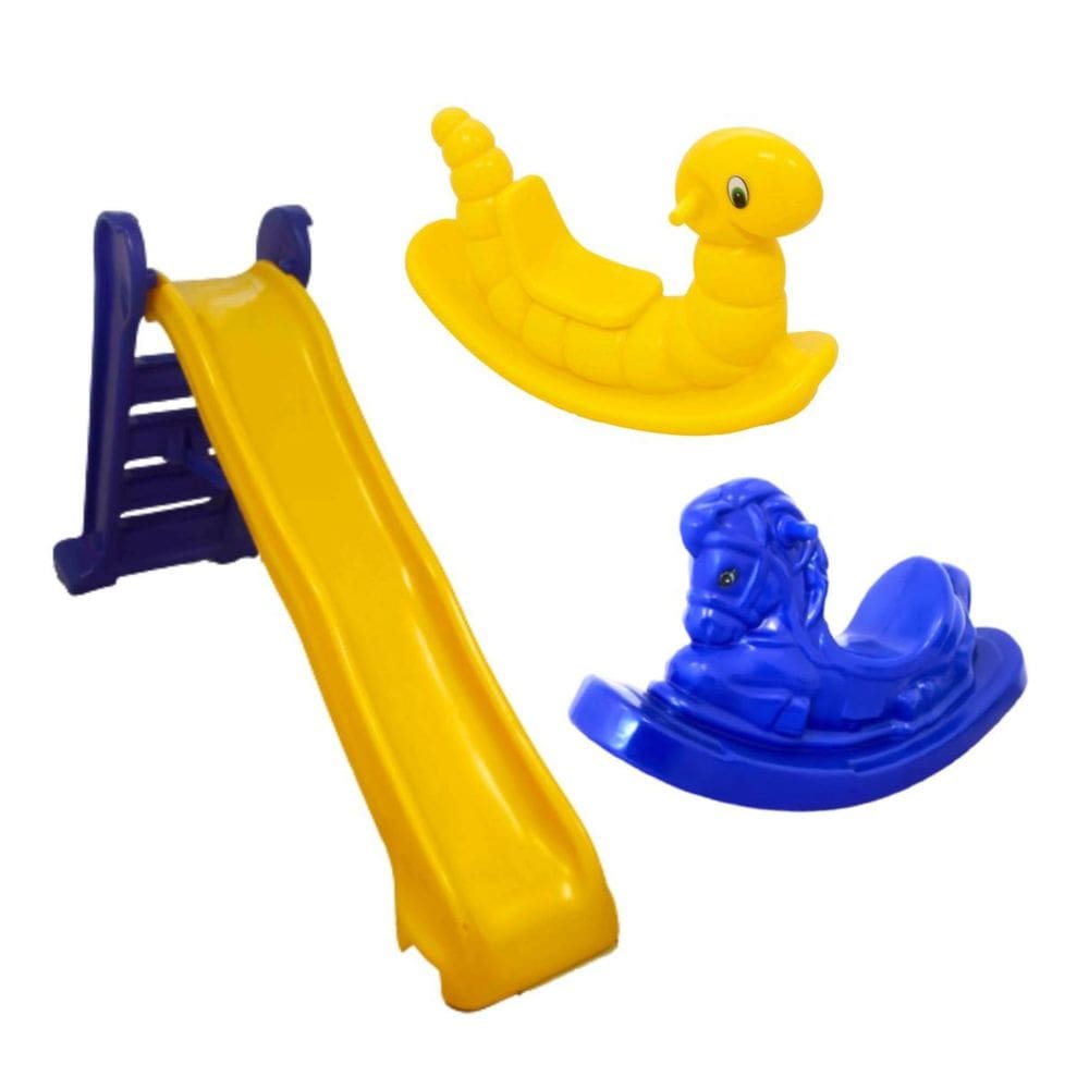 Kit de Brinquedos Infantil: Escorregador Grande, Nhoca e Cavalo para Diversão