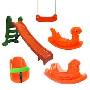 Conjunto Brinquedos Infantil: Escorregador Médio, Nhoca, Cavalo, Balanço BB e Prancha