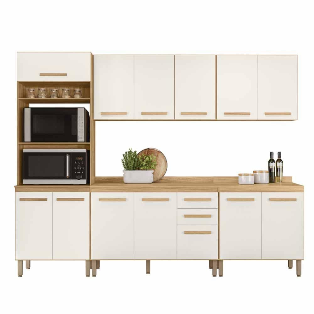 Conjunto de Cozinha Celeste Modulado com 13 Portas 2 Gavetas