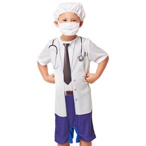 Fantasia Carnaval Menino Médico Infantil com Máscara e Touca