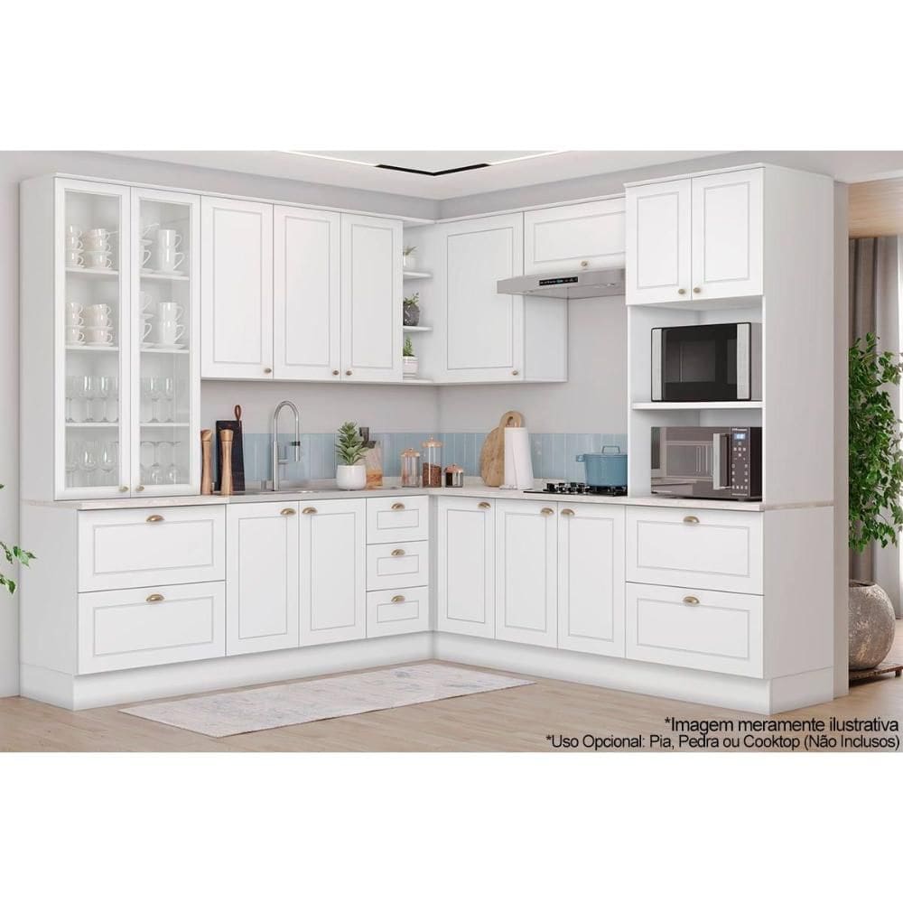 Cozinha Modulada Henn Americana 10 Peças (3Aéreos+3Balcões+2Paneleiros+2Complementos) C5P57 Branco-Henn