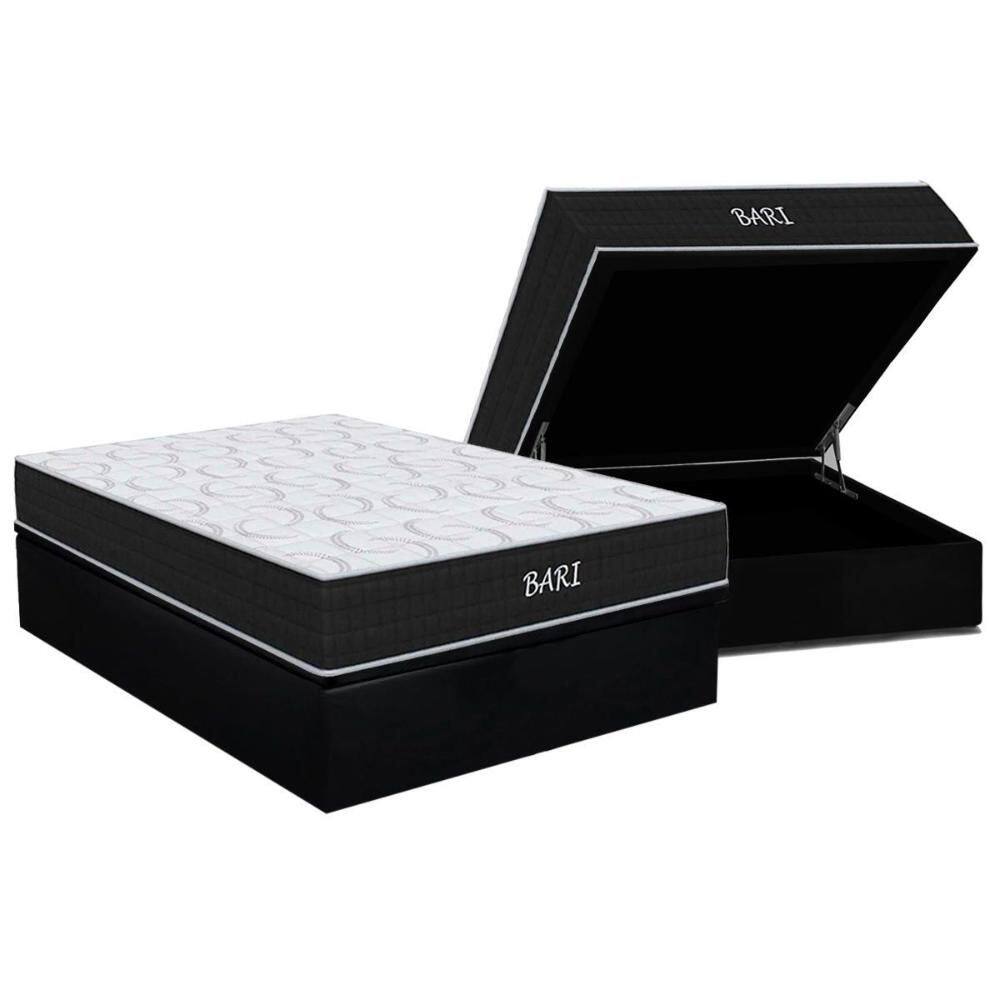 Conjunto Box Baú Casal: Colchão Molas Orthoflex D45 Bari + Base CRC Suede Black (138x188)