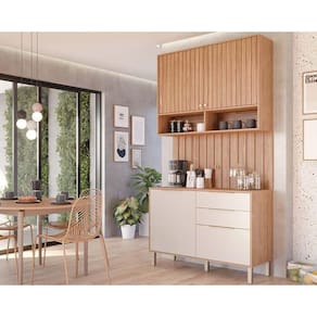 Kit de Cozinha Completa 3 Peças Divina (1Aéreo+1Balcão+1Complemento) CZ008 Freijo/Off White - MGM