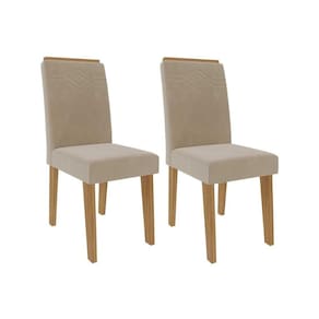 Kit 2 Cadeiras de Cozinha Taís 2 Un Madeirado/Suede Nude Bege - Cimol
