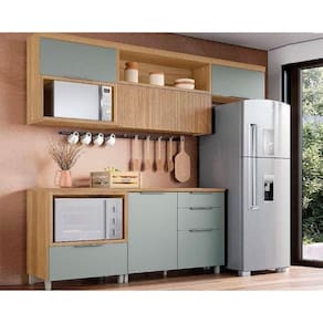 Kit Cozinha Modulada 5 Peças Marquesa (3Aéreos+2Balcões) C5P35 Nature/Verde - Nesher