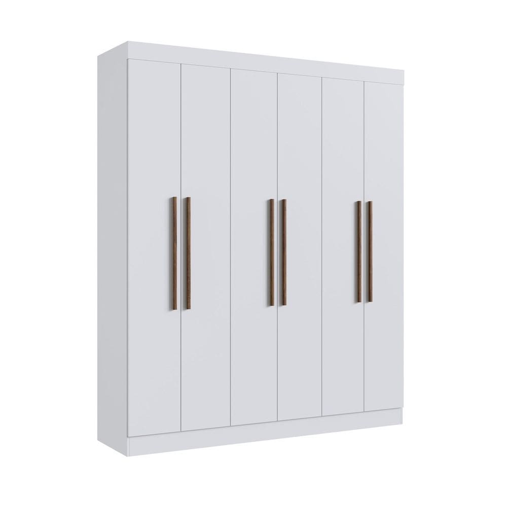 Guarda Roupa Casal 100% Mdf New York 21706 6 Portas 2 Gavetas Branco