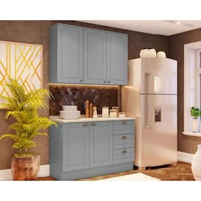 Kit de Cozinha Completa 3 Peças Americana (1Aéreo+1Balcão+1Complemento) CZ120 Cinza - Henn