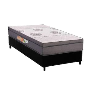 Conjunto Box Solteiro: Colchão Espuma Polar D28 OrthoPremium Grey + Base CRC Suede Black (88x188)