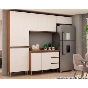 Kit de Cozinha Completa 5 Peças Hera (2Aéreos+1Balcão+Tampo+1Paneleiro) Ebano/Off White - Genialflex